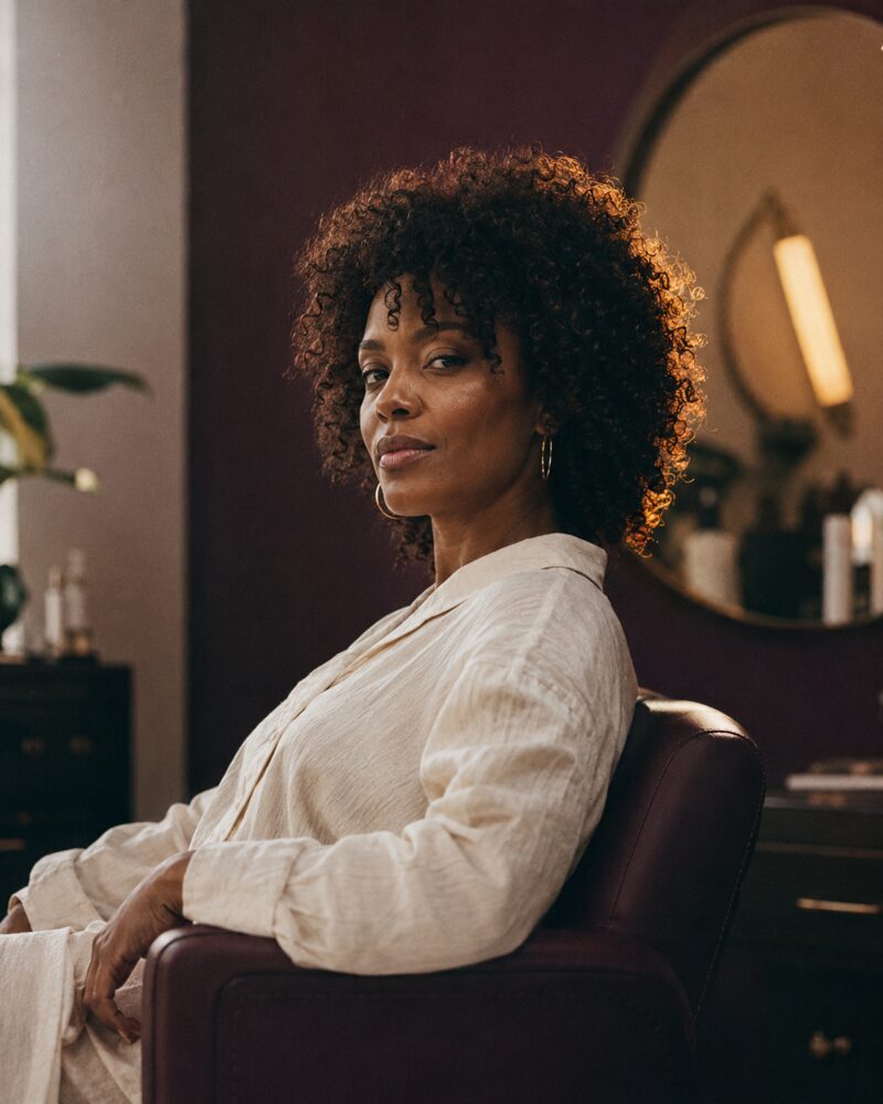 A Lacquer & Bloom client with air-dried natural curls